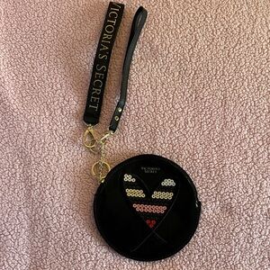 Victoria's Secret Black Sequin heart Wristlet